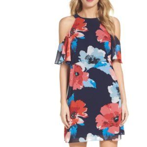 Vince Camuto Cold Shoulder Floral Print Dress